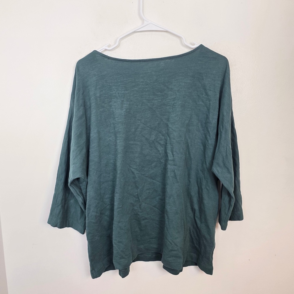 Pure Jill Green 100% Organic Cotton Dolman Top Quiet‎ Luxury 3/4 Sleeve Size 1X - Picture 6 of 7